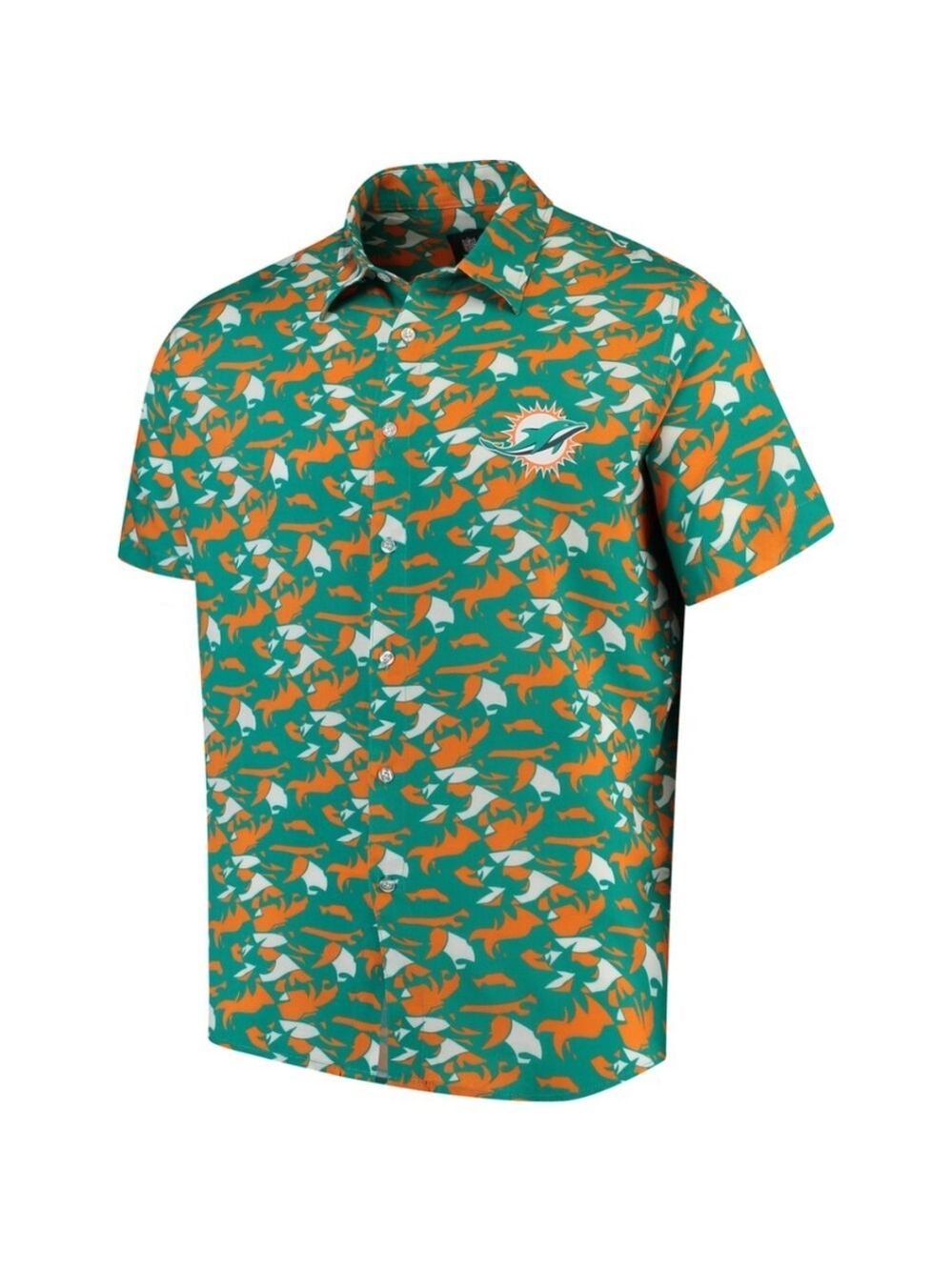 NFL Miami Dolphins Aqua/Orange NFLxFIT Quicksnap Woven Shirt Hawaiian Mens NWT L